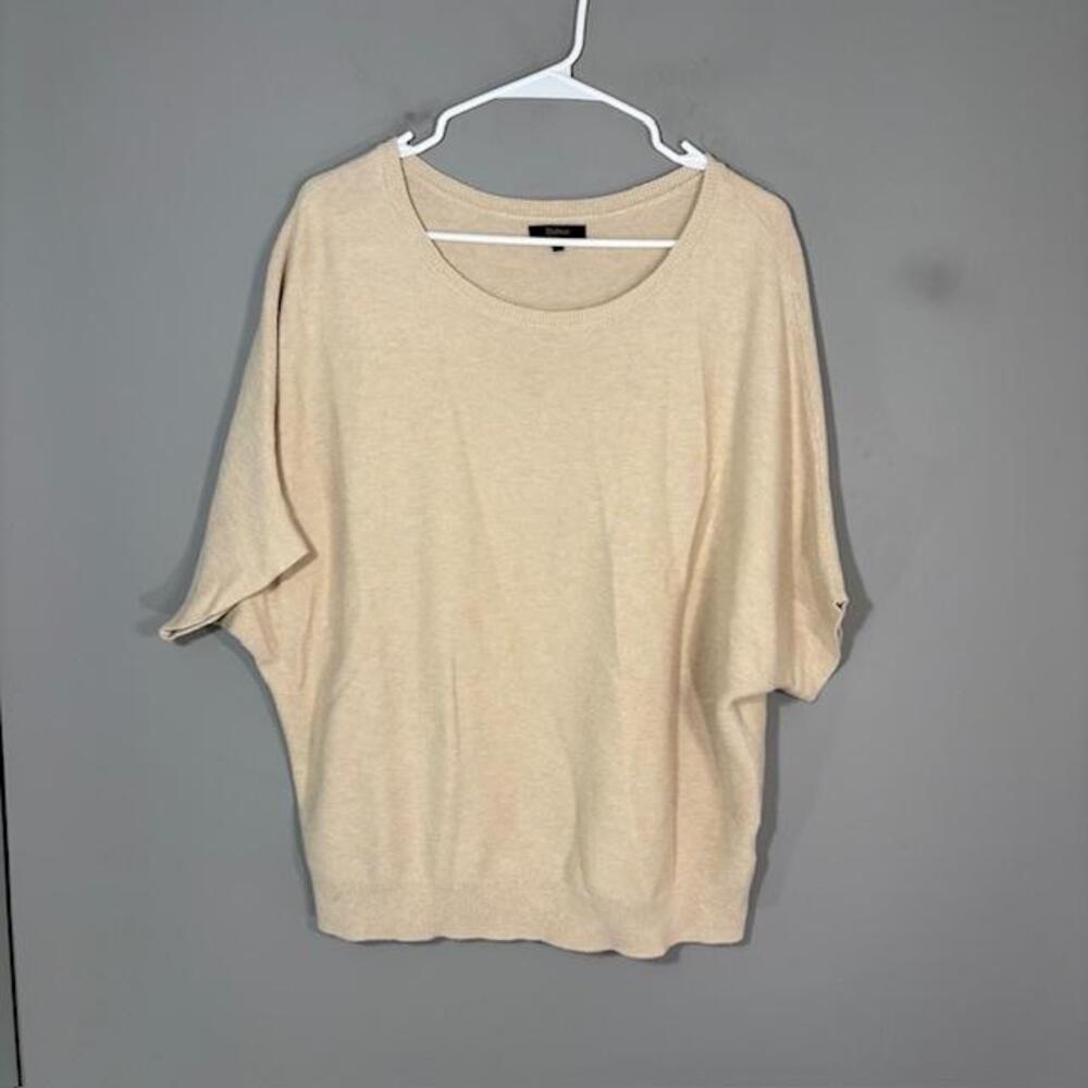 Quince Sweater Womens Large Beige Cotton Viscose Cashmere Dolman Pullover Knit